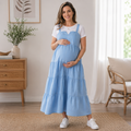 Maternity Layered Feeding Dress – Blue