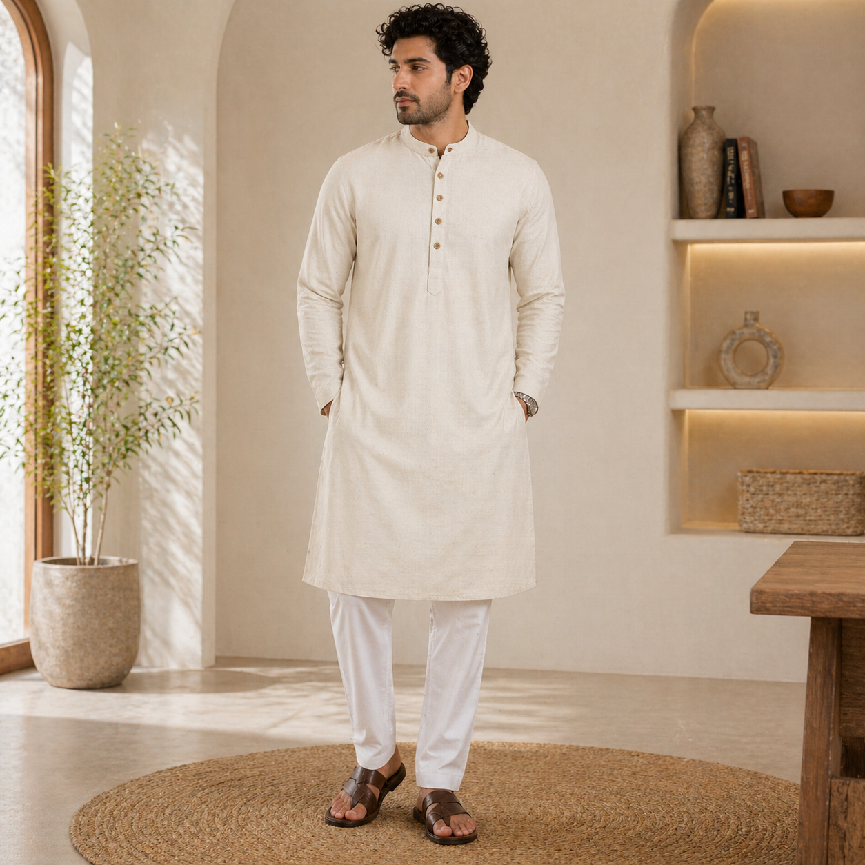 Men’s Linen Long Kurta