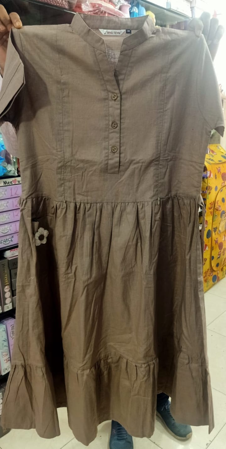Maternity Linen Feeding Dress – Brown