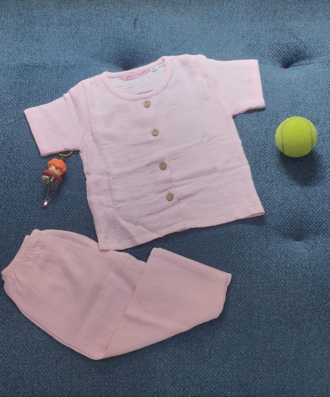 Toddler Solid Muslin Pyjama Set – Pink