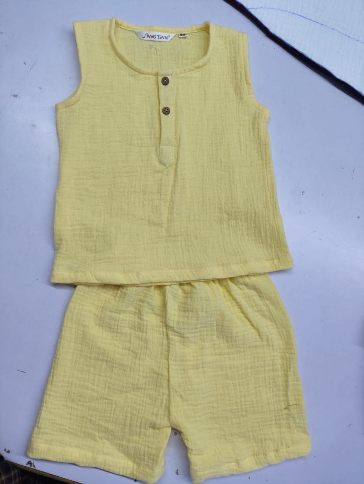 Toddler Muslin Sleeveless Kurta Set – Yellow