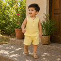 Toddler Muslin Sleeveless Kurta Set – Yellow