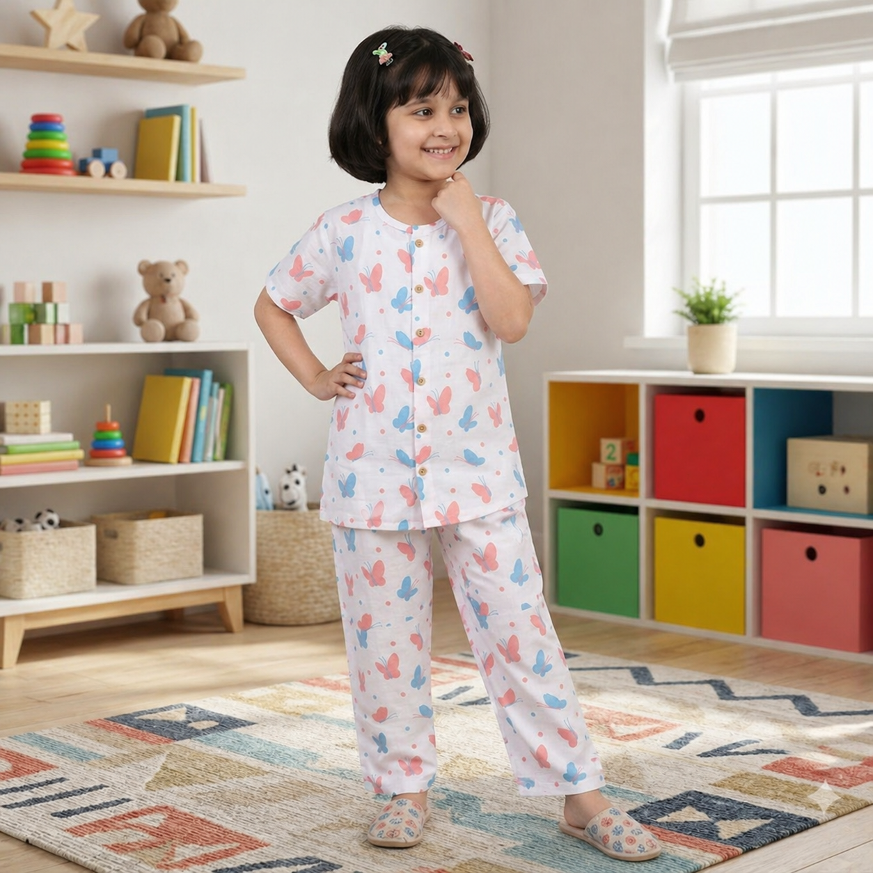 Comfort-wear round - neck Front open Half / Full sleeve / Short set  Dress suit for Toddler & Kids (Kid)